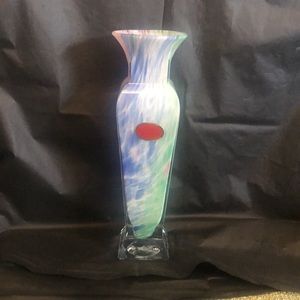 Murano Vase 8” rainbow swirl from Venice Italy - excellent vintage condition